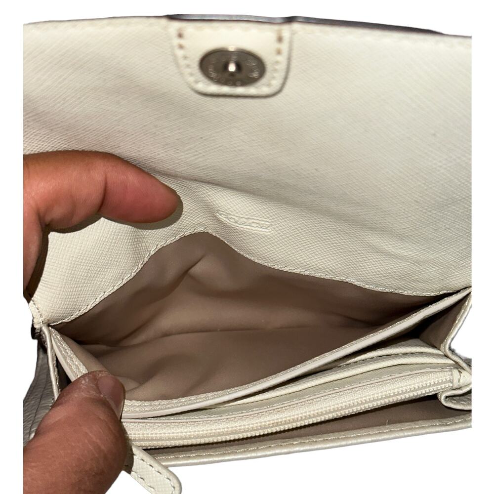 Coach Pearl Cream Metallic Crossbody Wallet Convertible Leather Crossbody Purse - Picture 8 of 14